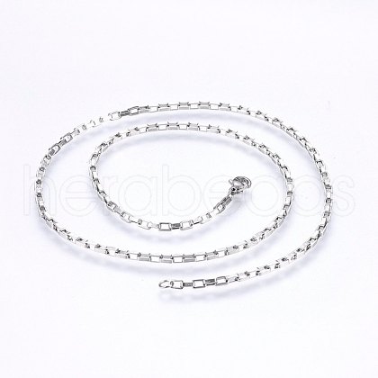 Non-Tarnish 304 Stainless Steel Box Chain Necklaces NJEW-F226-07P-11-1