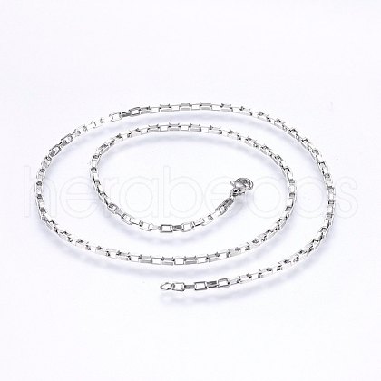 304 Stainless Steel Box Chain Necklaces NJEW-F226-07P-11-1