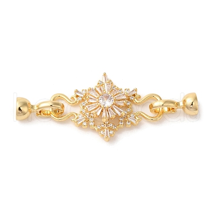 Brass Micro Pave Clear Cubic Zirconia Fold Over Clasps KK-A227-25G-1