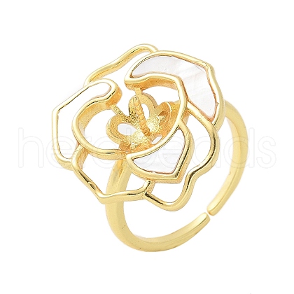 Flower Brass Shell Cuff Ring Settings KK-K297-01G-1