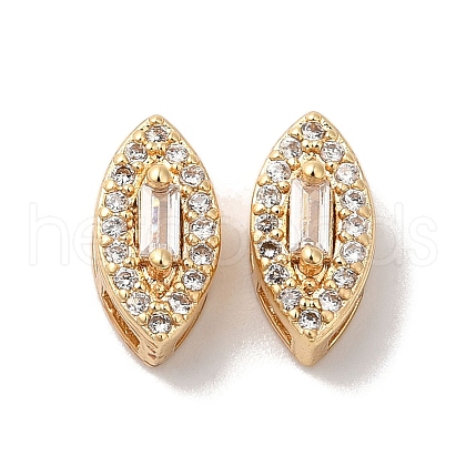 Brass Micro Pave Clear Cubic Zirconia Beads KK-G503-23G-1