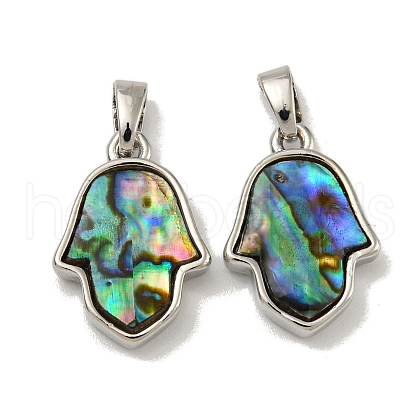 Rack Plating Brass Pave Natural Paua Shell Pendants KK-U025-04P-02-1