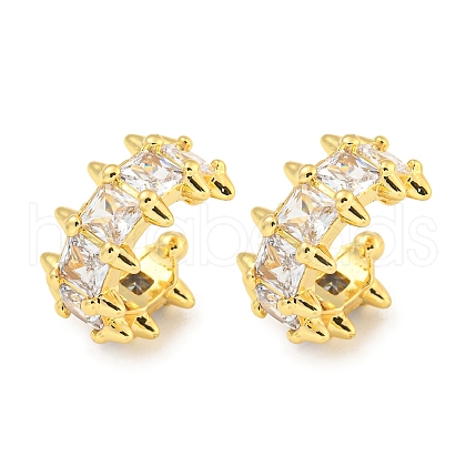 Brass Micro Pave Clear Cubic Zirconia Cuff Earrings EJEW-C104-164G-1