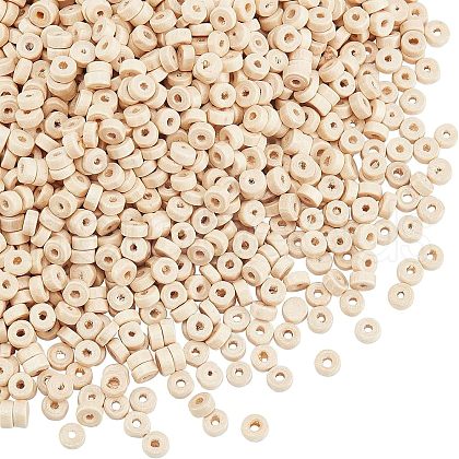 Olycraft 3000Pcs Column Natural Wood Beads WOOD-OC0002-09-LF-1