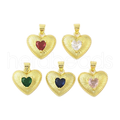 Rack Plating Brass Micro Pave Cubic Zirconia Pendants KK-S380-41G-1