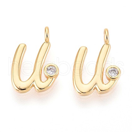 Brass Micro Pave Cubic Zirconia Charms KK-N263-97G-U-1