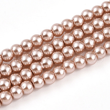Baking Painted Pearlized Glass Pearl Round Bead Strands X-HY-Q003-4mm-11-1