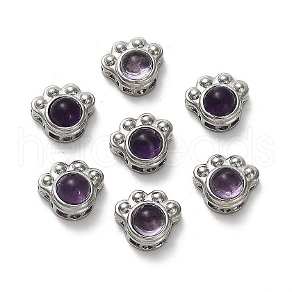 Brass Pave Natural Amethyst Multi-Strand Links KK-D366-01P-I-1