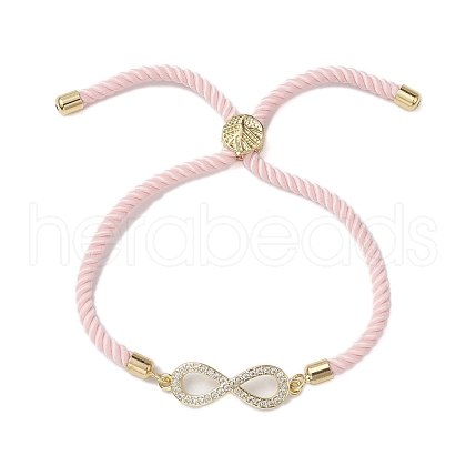 Infinity Brass Micro Pave Clear Cubic Zirconia Link Bracelets BJEW-JB10646-03-1