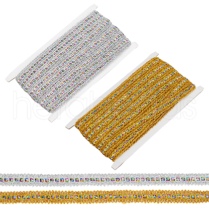 WADORN 2 Cards 2 Colors Sparkle Polyester Ribbons OCOR-WR0001-32-1