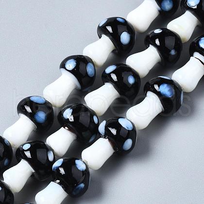 Mushroom Handmade Lampwork Beads Strands LAMP-R116-11-1