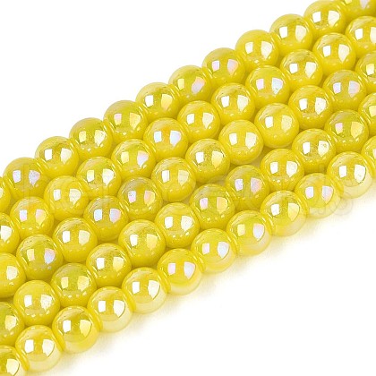 Electroplate Opaque Glass Beads Strands GLAA-T032-P4mm-AB16-1