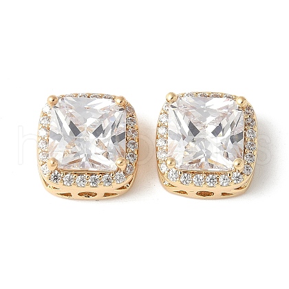 Brass Micro Pave Cubic Zirconia Beads KK-A253-20G-04-1
