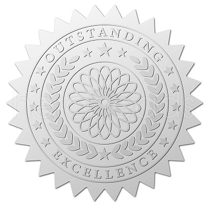 Round Silver Foil Embossed Picture Stickers DIY-WH0503-002-1