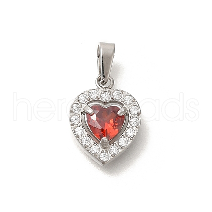 304 Stainless Steel Micro Pave Cubic Zirconia Pendants STAS-H228-03P-08-1