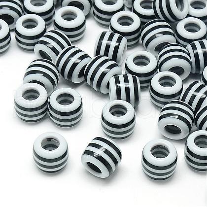 Opaque Stripe Resin European Beads RESI-S344-12-1