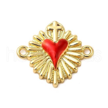 Brass Enamel Connector Charms KK-P303-14B-G-1