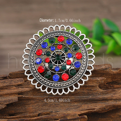 Vintage Ethnic Style Hollowed-out Flower Zinc Alloy Rhinestone Rings PS7884-7-1