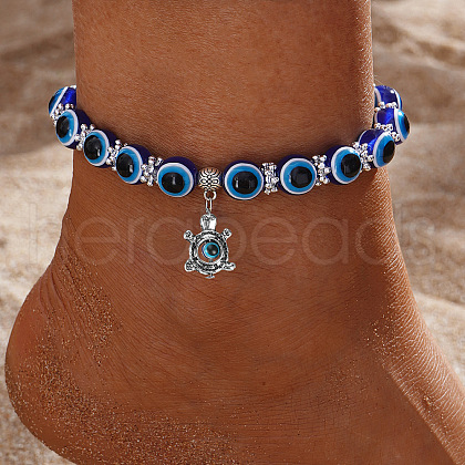 Resin Evil Eye Alloy Charm Anklets WG9874B-04-1