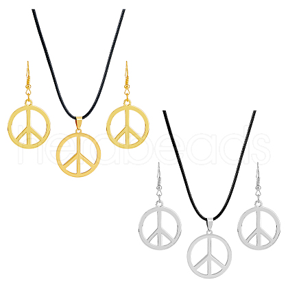 FIBLOOM Peace Sign Jewelry Set SJEW-FI0001-23-1