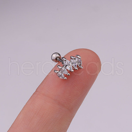 Brass Micro Pave Clear Cubic Zirconia Cartilage Earring WG49FB9-08-1