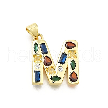 Brass Micro Pave Clear Cubic Zirconia Pendants KK-G521-01G-M-01-1