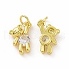 Brass Micro Pave Clear Cubic Zirconia Charms ZIRC-F135-25G-03-1