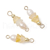 Frosted Flower Natural Cultured Freshwater Pearl & Acrylic Connector Charms PALLOY-JF03590-07-1