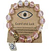 Natural Stone Beaded Bracelet with Vintage Evil Eye Pendant - Versatile Handmade Jewelry ST0039605-1