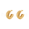 Stylish Stainless Steel C-shaped Diamond Grid Earrings for Women's Daily Wear UO3673-1-1