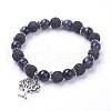 Natural Lava Rock(Dyed) Round Beads Stretch Charm Bracelets BJEW-JB03417-2