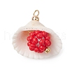 Clam Shell & Glass Seed Beaded Pendants PALLOY-MZ00526-2