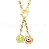 Ion Plating(IP) 304 Stainless Steel Green Yellow Enamel Letter & Eye Pendant Wheat Chain Necklaces STAS-Z102-01G-Q-1