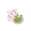 Brass Glass Flowers Pendants PALLOY-MZ00630-02-3