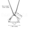 304 Stainless Steel Triangle & Rhombus Pendant Necklace with Box Chains JN1045C-3