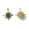 PVD Vacuum Plating 201 Stainless Steel Natural Malaysia Jade Charms STAS-C064-VC941-3