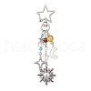 Natural Quartz Crystal Beads with Natural Grade AB Tiger Eye Beads and Glass Beads and Alloy Charms Decorations HJEW-JM03031-03-2