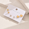 Elegant 3Pairs Stainless Steel Heart & Round Stud Earrings LN6298-1