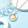 304 Stainless Steel and Alloy Round With Word Forever In My Heart Pendants Necklace NJEW-JN04697-02-3