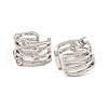 Rack Plating Brass Hollow Cuff Earrings with Cubic Zirconia EJEW-D069-07P-2