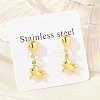 Fish 304 Stainless Steel Dangle Stud Earrings EJEW-A125-51G-1