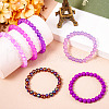6Pcs 6 Styles 8mm Glass Round Beaded Stretch Bracelet Sets BJEW-TAC0022-14