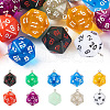 20pcs 10 colors Resin Polyhedral Dice Pendants FIND-TA0001-93-1
