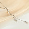 Adjustable 925 Sterling Silver 3 Round Beaded Lariat Necklaces for Women FS-WGC81C4-01-4