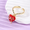 Brass Enamel Open Cuff Rings for Women RJEW-U057-14A-G-3