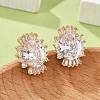 Oval Brass Micro Pave Cubic Zirconia Stud Earrings for Women EJEW-G428-27G-02-1