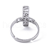Non-Tarnish 304 Stainless Steel Adjustable Finger Rings. Hollow Cross RJEW-C074-04P-4