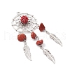 Natural Red Jasper Dream Catcher Pendants PALLOY-MZ00709-05-3