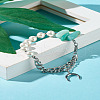 Natural Amazonite & Shell Pearl Beaded Bracelet for Girl Women X1-BJEW-TA00022-7