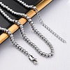 4MM Solid Round 304 Stainless Steel Beaded Necklaces NJEW-Q013-10P-4